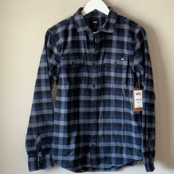 Vans men’s button up flannel navy - Picture 1 of 7